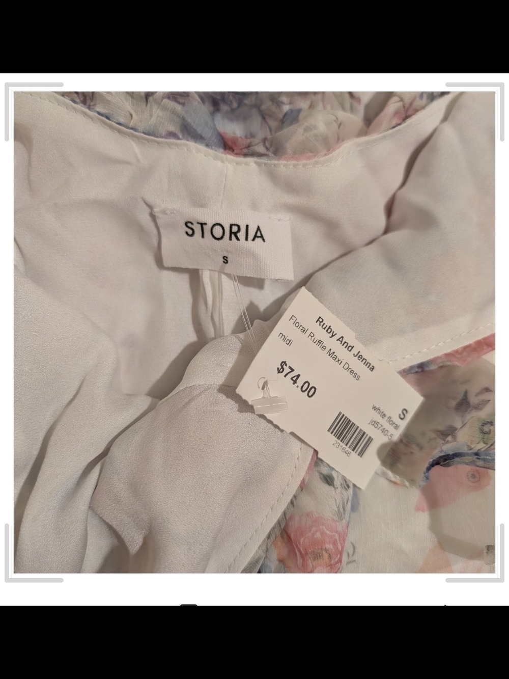 Storia Floral Ruffle Maxi Dress - Pink, Blue, White - Picture 4 of 8